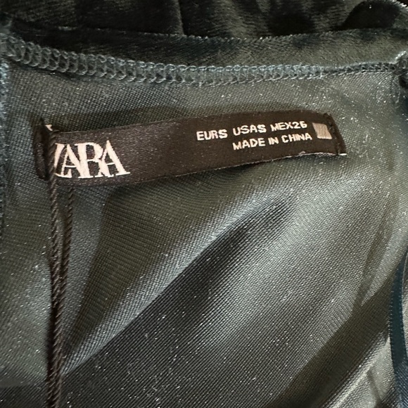 ZARA Green Velour Vintage Inspired Wrap Over Special Occasion Dress Sz S, NWT - Picture 6 of 7